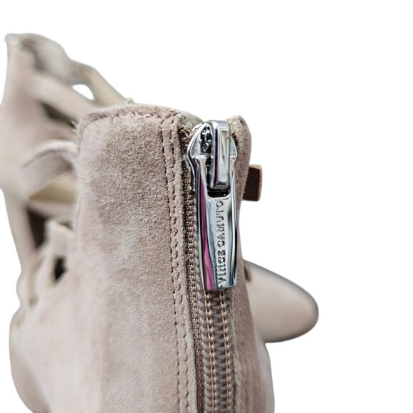 VINCE CAMUTO Dalison Leather Suede Strappy Buckle Chunky Heel Pump Blush Rose - Picture 8 of 14